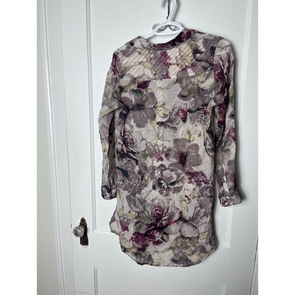 Soft Surroundings Floral Purple Western Long Sleeve Flowy Boho Tunic Top Small - Picture 7 of 7